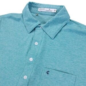 Criquet Mens M Heather Green Pima Cotton‎ Spandex Stretch 4 Button Polo Shirt